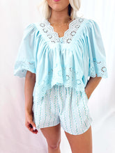 Load image into Gallery viewer, Blue Eyelet Blouse
