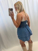 Load image into Gallery viewer, Denim Dot Romper
