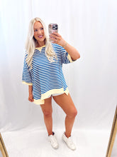 Load image into Gallery viewer, Striped In Color Top BLUE/YELLOW💖 medium &amp; large left
