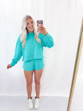 Load image into Gallery viewer, Daily Basis Scuba Set (top + shorts) TURQUOISE💖 1 medium &amp; 2 larges left
