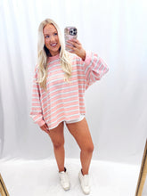 Load image into Gallery viewer, Saturday Stripe Oversized Top Pink
