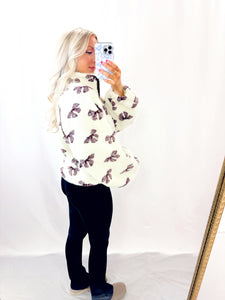 Cute As A Bow Sherpa Pullover