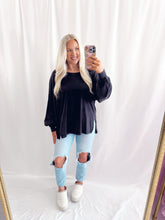 Load image into Gallery viewer, Fall Chill Basic Top BLACK💖 1 medium &amp; 1 large left
