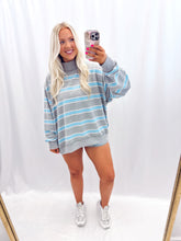 Load image into Gallery viewer, Blue Striped Mockneck RESTOCK

