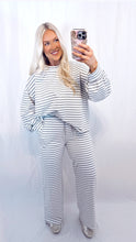 Load image into Gallery viewer, Striped By Me Set (top + pants) GREY/CREAM💖 1 medium left
