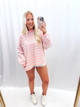 Load image into Gallery viewer, Saturday Stripe Oversized Top Pink
