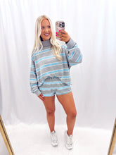 Load image into Gallery viewer, Blue Striped Mockneck RESTOCK
