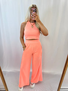 The Everyday Set NEON CORAL (top + pants)💖 RESTOCK!