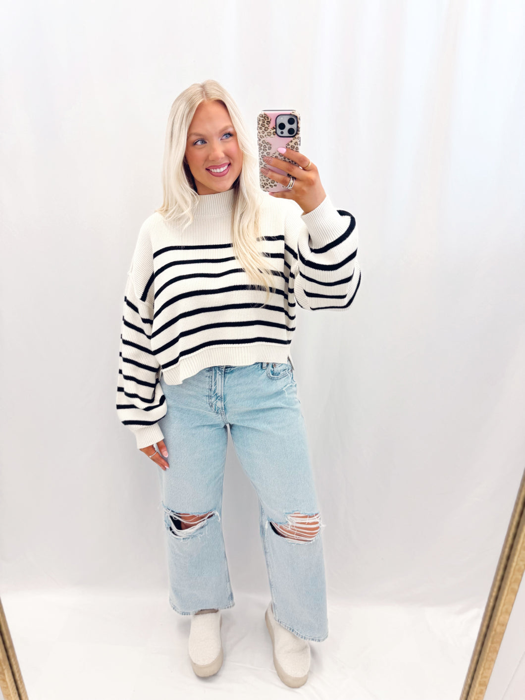 Stroll Through November Sweater CREAM/BLACK