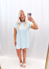 Load image into Gallery viewer, Stripe + Shore T-Shirt Dress BLUE
