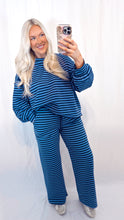 Load image into Gallery viewer, Striped By Me Set (top + pants) NAVY/BLUE

