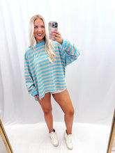 Load image into Gallery viewer, Saturday Stripe Oversized Top Blue
