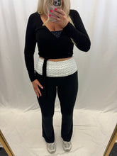 Load image into Gallery viewer, White Polka Dot Foldover Yoga Pants
