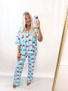 Blue Santa PJ Set (top + pants)💖 1 XL left