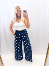 Load image into Gallery viewer, Navy Polka Wide Leg Sweatpants
