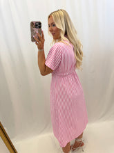 Load image into Gallery viewer, Darling Stripe Dress LIGHT PINK/HOT PINK
