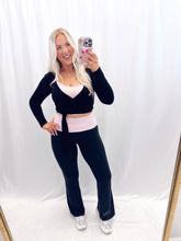 Load image into Gallery viewer, Baby Pink Polka Dot Foldover Yoga Pants
