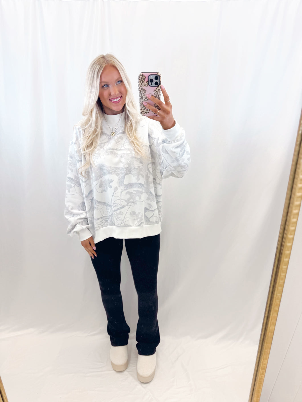 Cozy Camo Mockneck Pullover