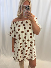 Load image into Gallery viewer, Polka Dot Party Dress IVORY/BROWN
