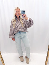 Load image into Gallery viewer, Carolina On My Mind Pullover Brown Gingham
