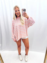 Load image into Gallery viewer, Saturday Stripe Oversized Top Pink
