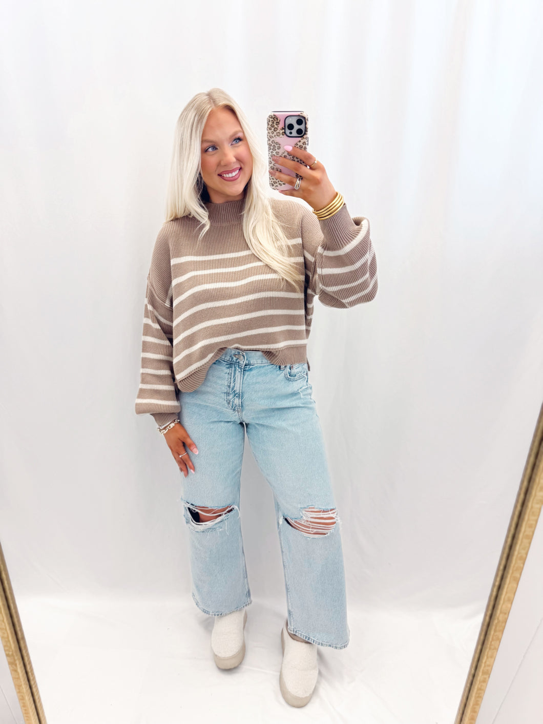 Stroll Through November Sweater MOCHA/CREAM