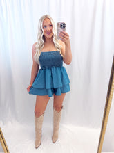 Load image into Gallery viewer, Denim Dot Romper
