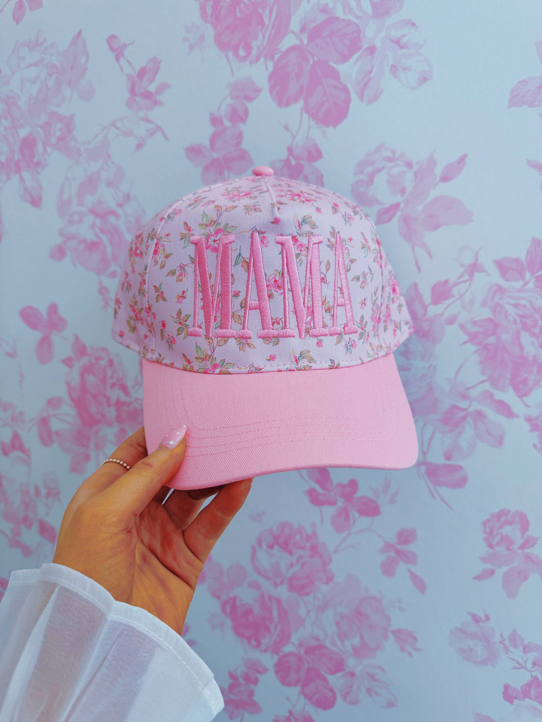 MAMA Pink Floral Trucker Hat