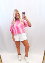 Load image into Gallery viewer, Poolside Pop Terry Top PINK/WHITE
