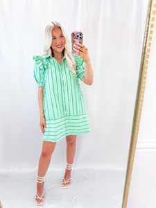 Striped In Green Dress💖 1 small left