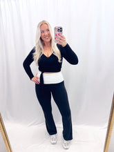 Load image into Gallery viewer, White Polka Dot Foldover Yoga Pants
