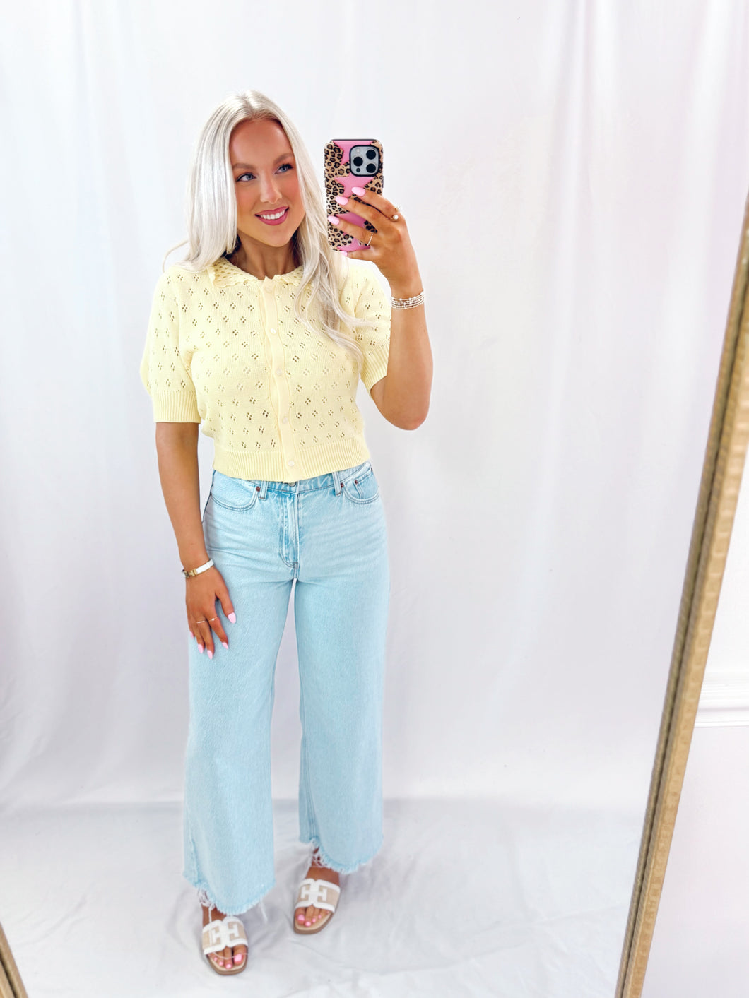Butter Me Up Eyelet Knit Top💖 1 large left