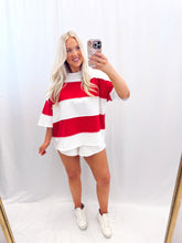 Load image into Gallery viewer, Red, White, &amp; Striped Oversized Top
