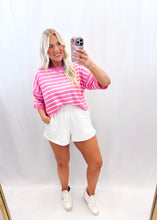 Load image into Gallery viewer, Poolside Pop Terry Top PINK/WHITE

