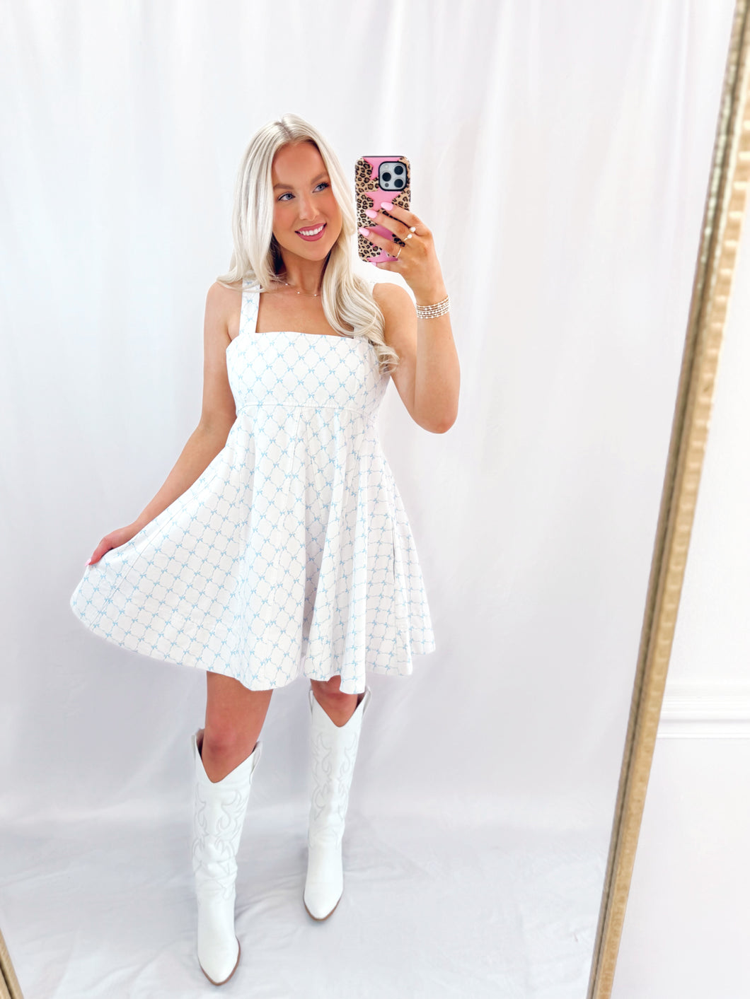 Dreaming Of Bows Denim Dress