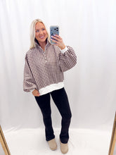 Load image into Gallery viewer, Carolina On My Mind Pullover Brown Gingham
