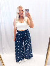 Load image into Gallery viewer, Navy Polka Wide Leg Sweatpants
