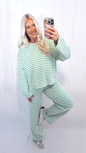Load image into Gallery viewer, Striped Sweet Set (top + pants) GREEN/CREAM

