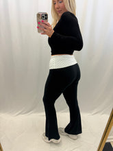 Load image into Gallery viewer, White Polka Dot Foldover Yoga Pants
