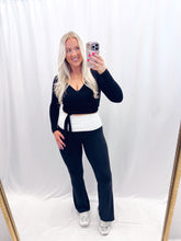 Load image into Gallery viewer, White Polka Dot Foldover Yoga Pants
