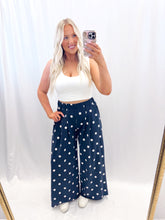 Load image into Gallery viewer, Navy Polka Wide Leg Sweatpants

