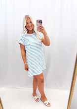 Load image into Gallery viewer, Stripe + Shore T-Shirt Dress BLUE
