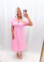 Load image into Gallery viewer, Darling Stripe Dress LIGHT PINK/HOT PINK
