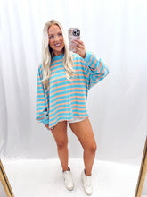 Load image into Gallery viewer, Saturday Stripe Oversized Top Blue
