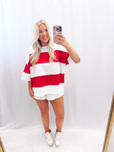 Load image into Gallery viewer, Red, White, &amp; Striped Oversized Top
