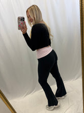 Load image into Gallery viewer, Baby Pink Polka Dot Foldover Yoga Pants
