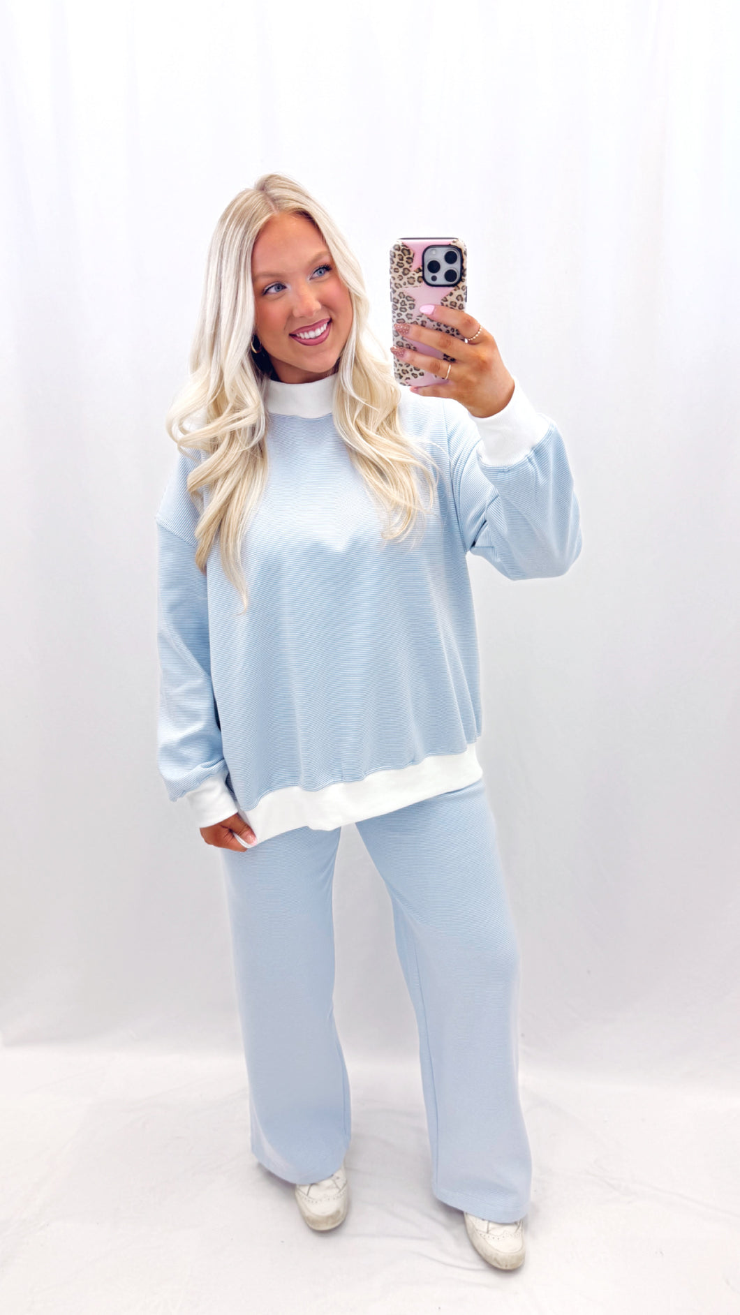 Cozy In Stripes Mockneck BLUE