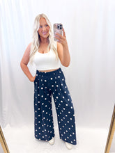 Load image into Gallery viewer, Navy Polka Wide Leg Sweatpants
