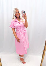 Load image into Gallery viewer, Darling Stripe Dress LIGHT PINK/HOT PINK
