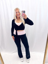 Load image into Gallery viewer, Baby Pink Polka Dot Foldover Yoga Pants
